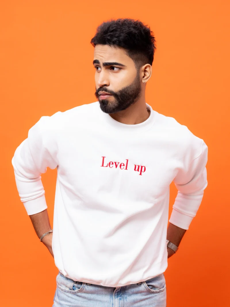 Level Up Clothes Level Up White Sweatshirt – vluxury